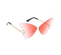 Occhiali da sole da donna, modello oversize, stile farfalla, senza montatura oversize, anti riflesso, alla , per le donne, per la guida e la spiaggia, le vacanze estive all'aperto, rosa scuro, Se