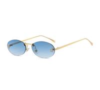 Occhiali da sole di lusso con diamanti tempestati di diamanti Cornice ovale color caramella Donna Uomo Occhiali da sole senza montatura unisex Parasole Protezione UV400, Blu scuro, Taglia unica
