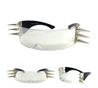 Occhiali Da Sole DJ Raver Punk Rock Gotico Con Lenti Trasparenti E Punte Argento