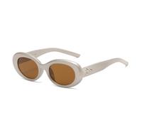 Occhiali da sole donna uomo piccolo ovale tendenza Sutra semplice casual e retrò occhiali UV400, Grigio e marrone., Taglia unica