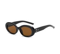 Occhiali da sole donna uomo piccolo ovale tendenza Sutra semplice casual e retrò occhiali UV400, Nero e marrone., Taglia unica