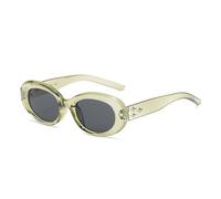 Occhiali da sole donna uomo piccolo ovale tendenza Sutra semplice casual e retrò occhiali UV400, Verde trasparente., Taglia unica