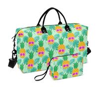 Occhiali da sole estivi Ananas Foglia di Palma Verde Bagagli Borsa da Viaggio Weekender Pernottamento Borsa da Palestra con Borsa da toilette per Allenamento 2 Pz Set bolsas para viajar en Avion de