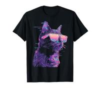 Occhiali da Sole Glitch Art Cat Retro Lover Pet Animal Maglietta