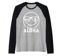 Occhiali da Sole Happy Face Hawaii Beach Surf Aloha Maglia con Maniche Raglan