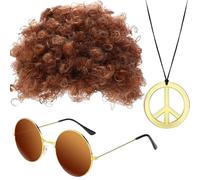 Occhiali da sole hip hop, set di parrucca da discoteca, forniture per feste a tema, set di per capelli hippie da uomo, set di costumi da discoteca per uomini e ragazzi, Halloween, feste in