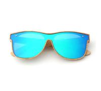 Occhiali da sole in legno di bambù di design per uomo/donna, lenti da sole polarizzate di alta qualità UV400, una lente, lente blu, solo occhiali da sole