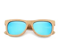 Occhiali da sole in legno di bambù, lenti polarizzate UV400, occhiali alla moda per donne e uomini, design vintage, blu ghiaccio, custodia in legno A