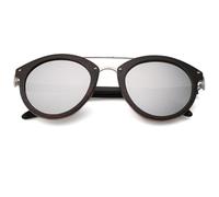 Occhiali da sole in legno, occhiali polarizzati per donna e uomo, UV400, occhiali da sole vintage alla moda per donna, occhiali da sole per esterni, argento, marrone, custodia in bambù D