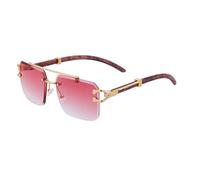 Occhiali da sole in legno per gli uomini quadrati senza montatura occhiali da sole donna venature del legno vintage occhiali moda lusso retrò, a02, Taglia unica