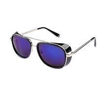 Occhiali da Sole Iron Man - Steampunk - Tony Stark - Retrò - Uomo - Unisex - Montatura Argento - Lente Viola 2 - Idea Regalo Natale e Compleanno