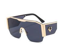 Occhiali da sole Large-frame Occhiali da sole di un pezzo per gli uomini e le donne, telaio in metallo, decorazione totem della mucca UV400 occhiali di moda