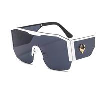 Occhiali da sole Large-frame Occhiali da sole di un pezzo per gli uomini e le donne, telaio in metallo, decorazione totem della mucca UV400 occhiali di moda