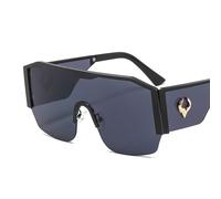 Occhiali da sole Large-frame Occhiali da sole di un pezzo per gli uomini e le donne, telaio in metallo, decorazione totem della mucca UV400 occhiali di moda