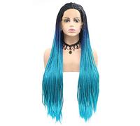 Occhiali da sole LWS parrucche a gradiente blu nero treccia per capelli lunghi parrucche da donna fatte fatte a mano set parrucche europee set di parrucca