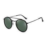 Occhiali Da Sole,Occhiali Da Sole Polarizzati A Doppio Raggio Da Uomo, Occhiali Da Sole Classici Retrò Alla Moda All-Match, Pellicola C6 Nera Con Cornice Verde Scuro