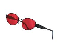 Occhiali da sole ovali alla moda montatura in metallo occhiali alla moda accessori moda spiaggia vacanza occhiali da sole, Black Frame Red Film, taglia unica