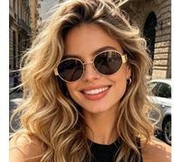Occhiali da sole ovali retrò alla moda, occhiali da sole in metallo di piccole dimensioni alla moda per donne, accessori da spiaggia, stile basic, adatti per donne in autunno/inverno, regalo casual pe