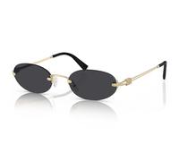 Occhiali da sole ovali retrò piccoli per donne e uomini, 2025 alla moda alla moda anni '90 Y2K occhiali da sole firmati Sunnies, Montatura dorata-lente nera, S