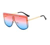 Occhiali da sole oversize a scudo per uomo e donna, occhiali da sole di lusso con strass sulla parte superiore piatta, montatura grande scintillante, occhiali alla moda con protezione UV400 per f