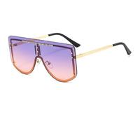 Occhiali da sole oversize a scudo per uomo e donna, occhiali da sole di lusso con strass sulla parte superiore piatta, montatura grande scintillante, occhiali alla moda con protezione UV400 per f