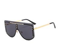 Occhiali da sole oversize a scudo per uomo e donna, occhiali da sole di lusso con strass sulla parte superiore piatta, montatura grande scintillante, occhiali alla moda con protezione UV400 per f