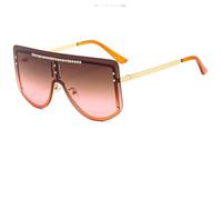 Occhiali da sole oversize a scudo per uomo e donna, occhiali da sole di lusso con strass sulla parte superiore piatta, montatura grande scintillante, occhiali alla moda con protezione UV400 per f