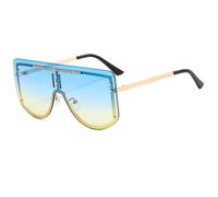 Occhiali da sole oversize a scudo per uomo e donna, occhiali da sole di lusso con strass sulla parte superiore piatta, montatura grande scintillante, occhiali alla moda con protezione UV400 per f