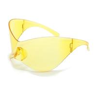 Occhiali da sole oversize senza montatura Y2K protezione UV400 occhiali da sole da ciclismo per donne uomini stile futuristico presente, Giallo