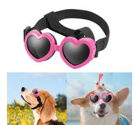 Occhiali da sole per cani con cinturino regolabile, lenti in resina AC, occhiali per cani a forma di cuore per la protezione degli occhi deg