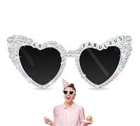 Occhiali da sole per il 30° compleanno, a forma di cuore bianco, per donne, con perle di diamanti brillanti, 30° compleanno, per feste di compleanno, per 30 anni, per adulti