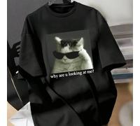 Occhiali da sole per ragazzi pre-adolescenti con testo in inglese e gatto, corti, a forma di T, comodi, adatti per la primavera/sommer, regalo di laurea 8Y,9Y,10Y,11-12Y,13-14YAnimale,sloganTessuto