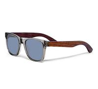Occhiali da sole per uomo e donna | Aste in vero legno di Noce e telaio in acetato grigio trasparente | Lenti scure Cat3 CE protezione UV400 (argento)