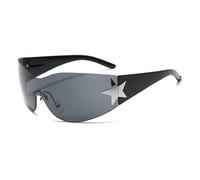 Occhiali da Sole Pilota all-in-One a Cinque Stelle Senza Cornice, 2023 Nuovi Occhiali da Sole Y2K retrò Hot Girl visier, Occhiali da Sole Stella alla Moda,A