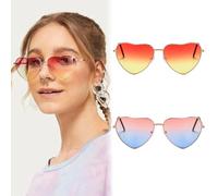 Occhiali da sole polarizzati a forma di cuore, 2 Pezzi, Occhiali da Festa a Forma di Cuore Hippie, Occhiali a Forma di Cuore per Donna Uomo, per Feste di Matrimoni, Addio al Nubilato, Compleanno