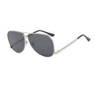 Occhiali da sole polarizzati alla moda con montatura grande 2025 per uomo e donna, da viaggio all'aperto, stile urbano, occhiali da sole con protezione UV per la guida, grigio argento, 141*138*55mm