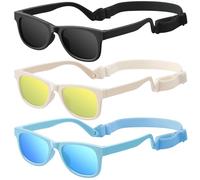 Occhiali da sole polarizzati per bambini e neonati, con cinturino per bambini da 0 a 24 mesi, confezione da 3 pezzi, montatura flessibile in gomma TPEE per bambini, protezione UV 100, occhiali da sole