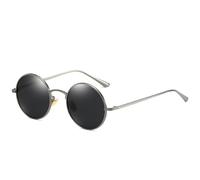 Occhiali da sole polarizzati retrò punk da uomo e donna in metallo piccolo telaio rotondo guida protezione solare occhiali da sole, Gun Frame Grigio Film, 150*132*46mm