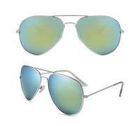 Occhiali da sole polarizzati UV400 per uomini donne gioventù, montatura in metallo classico pilota occhiali da sole per guida pesca sport, D06, Medium