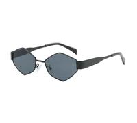Occhiali da sole poligonali moda donna occhiali da sole con montatura piccola in metallo occhiali classici vintage punk per le donne, nero, 136*142*43mm