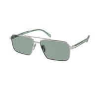 Prada Uomo PR A57S 1BC10G Occhiali da sole Acciaio Argento Verde Squadrata Normale