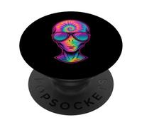 Occhiali da sole psichedelici Tie Dye Alien Head Hippie PopSockets PopGrip Adesivo