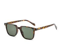 Occhiali da sole quadrati classici retrò lenti iridescenti specchiate protezione UV400 montatura vintage per la moda quotidiana regalo unisex, Soia/Verde Scuro