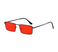 Occhiali Da Sole Quadrati Con Montatura Piccola In Metallo Da Uomo E Da Donna, Occhiali Da Sole For Le Vacanze, La Spiaggia E Lo Shopping(Red)