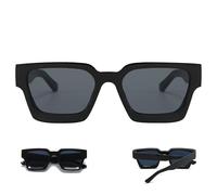 Occhiali da sole quadrati - Ombra quadrata oversize occhiali polarizzati UV400 | Grasso retrò quadrato occhiali da sole per uomini e donne, e rapporto di viaggio, moderno chic, Nero, vedi