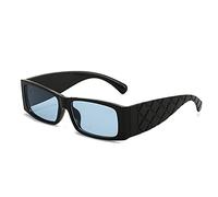 Occhiali da sole quadrati piccoli e carini UV400 occhiali da sole a gamba fantasia per uomini e donne cerniera in metallo ampio specchio gamba occhiali da sole, Blu