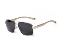 Occhiali da sole quadrati polarizzati per gli uomini Telaio in metallo resistente Occhiali da sole Ombre Pesca Protezione UV400, C8 Oro Grigio, Talla Única