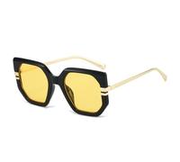 Occhiali da sole quadrati poligonali da donna, con lenti sfumate UV400, stile retrò, trasparenti, con lenti sfumate color oceano, occhiali da sole leopardati di tendenza da uomo, neri e gialli, tagli