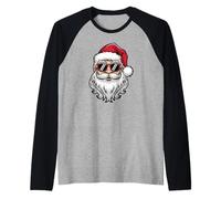 Occhiali da sole retrò con viso di Babbo Natale divertente per uomo e ragazzo Maglia con Maniche Raglan