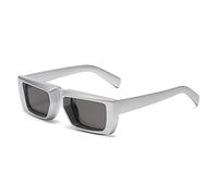 Occhiali da sole retrò da uomo a forma speciale occhiali da sole per le donne retrò punk rettangolo occhiali UV400, C02 Nero argento, Taglia unica